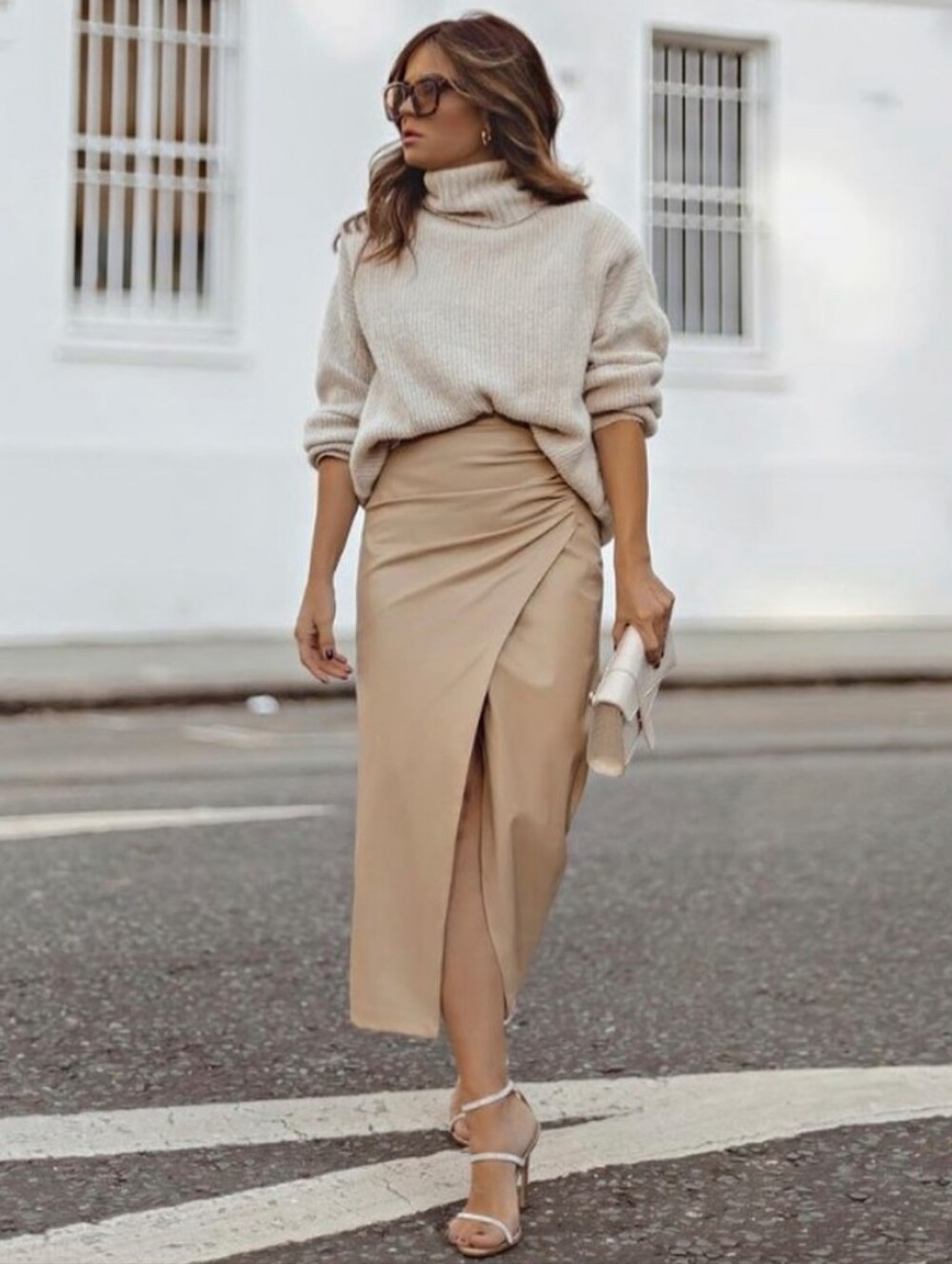 Zara Draped Faux Leather Slit Skirt Size M